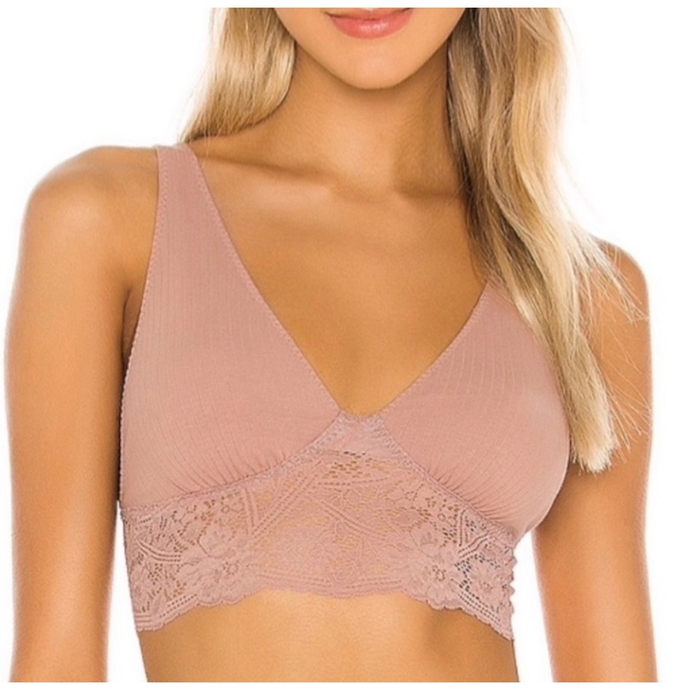Free People Intimately Teegan Bralette Dusty Rose Pink Racerback Boho Bra Sz XS